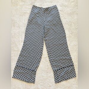 Zara Geometric Pattern Pants in Blue and White - Size M